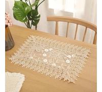 Blausky 1 Piece 30 x 45 cm Lace Placemat Embroidered, Rectangular Place Mat Vintage Vase Mat Cup Mat Place Mats with Hollow Design, Table Mat for Dining Table Kitchen Coffee Table, Style B