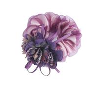 Blausky 1 Piece 9 cm Tüll Haargummis für Damen,Perlenblume Scrunchies Elastische Dicke Bänder Hair Ties Kristall Braut Haarschmuck Haargummi Pferdeschwanzhalter Geschenk für Frauen,Dunkelviolett