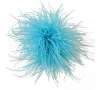 Blausky 1 x feather brooch made of ostrich feathers, 8-10 cm, fluffy feather brooch for attaching with clip and needle, hair clip with feather decorative corsage pin pin for clothing, hat, bag, sky