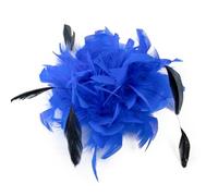 Blausky 1 x feather brooch made of turkey feathers, 30 cm, large decorative feather flower with clip and needle, hair clip with feather pin and headpiece for clothing, hat, blazer, stage, party, royal