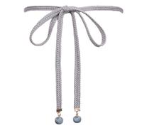 Blausky 1 x Thin Braided Belt for Women, Women's Belt Retro Dress Belt Waist Chain Made of Cotton Rope Adjustable Waist Chain Waist Belt for Jeans Trousers Dress 148 cm, Khaki, gray, One Size