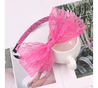 Blausky 1 x Women's Bow Hairband, Thin Headband, Headband with Large Lace Bow, Elegant Headpiece, Hair Accessories, Women Hair Bands, Headbands for Daily, Wedding, Rose Red A