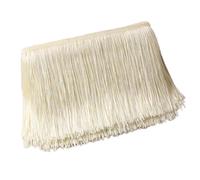 Blausky 20 cm x 10 m Wide Tassel Fringe Trim Dance Fringe Cut Fringe Silky Fringe Ribbon Decorative Ribbon Fringe Trim Ribbons for Sewing, for Latin Dress, Lingerie Curtains, Beige