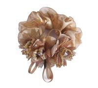 Blausky 3 Pieces 9 cm Tüll Haargummis für Damen,Perlenblume Scrunchies Elastische Dicke Bänder Hair Ties Kristall Braut Haarschmuck Haargummi Pferdeschwanzhalter Geschenk für Frauen,Orange