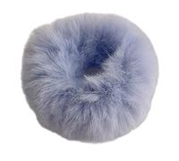 Blausky 6 cm x 6 Pieces Plush Hair Bobbles Women, Fluffy Scrunchies, Pom Pom Headbands, Plush Hair Bands, Elastic Fuzzy Hair Scrunchies, Ponytail Hair Accessories for Party, Everyday, Blue