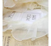 Blausky 8 cm x 10 m Lace Ribbon, Pleated Lace Fabric Trim, Tulle Lace Trim, Lace Border, Lace Trim, Gift Ribbon, Organza Ruffle Ribbon for Sewing and Crafts, for Clothing, DIY Projects, Beige