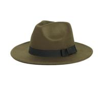 Blausky Felt Hat for Men and Women Head Circumference 56-59 cm, Fedora Hat Lightweight Felt Hat Outdoor Winter Hat, Hat with Wide Brim, Vintage Men's Cap Jazz Hat for Autumn Winter, Olive Green