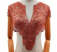 Blausky Lace collar, insert collar, hollow lace false collar for women, three-dimensional flower applique, embroidered collar, for sewing, DIY, decoration on the neckline, collar back, red