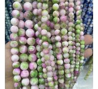 Blausky Natural Stone Beads for Threading, Round Stone Beads with Hole, Colourful Stone Beads for DIY Jewellery Making, Bracelets, Necklaces, Green, White, Purple, 8 mm x 47 Pieces