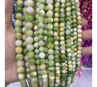 Blausky Natural Stone Beads for Threading, Round Stone Beads with Hole, Colourful Stone Beads for DIY Jewellery Making, Bracelets, Necklaces, Green, White, Yellow, 8 mm x 47 Pieces
