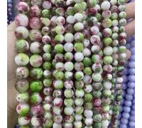 Blausky Natural Stone Beads for Threading, Round Stone Beads with Hole, Colourful Stone Beads for DIY Jewellery Making, Bracelets, Necklaces, Green, White, Red, 10 mm x 37 Pieces