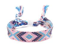 Blausky Pack of 1 Colourful Braided Bracelets, Handmade Friendship Bracelets Made of Cotton Cord, Adjustable 14-30 cm Boho Fabric Bracelets, Unisex Jewellery for Everyday Life, Festival, Beach, Style