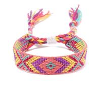 Blausky Pack of 1 Colourful Braided Bracelets, Handmade Friendship Bracelets Made of Cotton Cord, Adjustable 14-30 cm Boho Fabric Bracelets, Unisex Jewellery for Everyday Life, Festival, Beach, Style