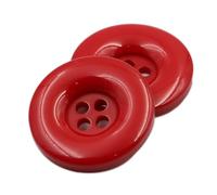 Blausky Pack of 10 Colourful Buttons, Plastic Craft Buttons, 4 Eyelets, Resin Buttons, Round Small Buttons, Craft Buttons for Sewing, Knitting, DIY Craft, Painting, Gift Decoration, Red, 38 mm