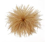 Blausky Pack of 2 ostrich feather brooches 8-10 cm, fluffy feather brooch for attaching with clip and needle, hair clip with feather decorative corsage pin pin for clothing, hat, bag, light yellow