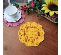Blausky Pack of 2 Round Embroidered Table Mats, Crochet Doilies, Lace Doilies, Place Mats, Small Crochet Table Runner, Cotton Coasters, Tablecloths for Cups, Bowls, Plates, Vases, Antique, 20 cm,