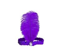 Blausky Pack of 2 Vintage Feather Headgear for Women, Elastic Hair Bands with Ostrich Feathers, Sequin Rhinestone Headband, Flapper Hair Accessories for Gatsby, Prom, Carnival Party, Purple B