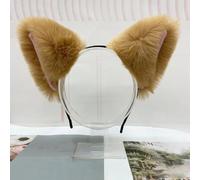 Blausky Plush Cat Ears Headband, Fox Ears Headband, Cat Ears Headband, Women's Cute Hair Accessories, Fluffy Large Ears, Hairband, Cosplay Head Accessories for Halloween Party, Khaki