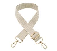 Blausky Wide 3.8 cm Bag Strap, Colorful Shoulder Strap, Adjustable Length, 75-130 cm, Polyester, Classic, All Cream White + Gold