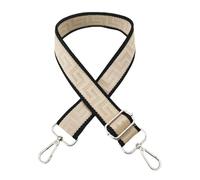Blausky Wide 3.8 cm Bag Strap, Colourful Shoulder Strap, Adjustable Shoulder Strap, Labyrinth Shoulder Strap, Adjustable Length, 75-130 cm, for Bags and Carry Bags, DIY Bag Strap, Beige Black + Silver