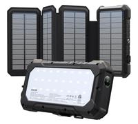 BLAVOR Solar Power Bank with 4 Foldable Solar Panels, 20000mAh External Battery Pack 18W Portable Fast Charging Phone Charger for Mobile Phone Tablet Outdoor Camping