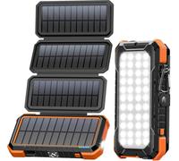 BLAVOR Solar Power Bank with 4 Foldable Solar Panels, 20000mAh External Battery Pack 18W Portable Fast Charging Phone Charger for Mobile Phone Tablet Outdoor Camping