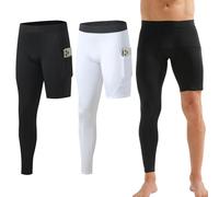 Blaward 2 Pack Compression Pants Men Basketball One Leg Tights Single Leg Legging Athletic Base Layer Underwear 3/4 or Full, Right Long Black White, Small