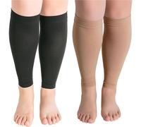 Blaward 2 Pairs Calf Compression Sleeves Plus Size Leg Compression Socks for Shin Splint, & Calf Pain Relief - Men, Women, and Runners - Calf Guard for Running, Cycling, Maternity, Travel, Nurses