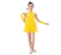 Blaward Girl's Ballroom Latin Dance Fringe Dress Tango Rumba Salsa Tassel Dancing Skirt Cha Cha Dancer Outfits for Age 3-15Y