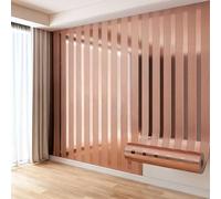 Blaward Vertical Stripes Mirror Metallic Texture Wallpaper Peel and Stick 40x300cm Waterproof Removable Renter Friendly Decorative Wall Paper for Bathroom Bedroom Kitchen (Rose Gold, 40x300cm)
