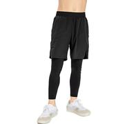 Blaward Youth Boy’s Compression Pants with Shorts 2 in 1 Running Sports Active Fitness School PE Pants Basketball Legging Tights for Kids