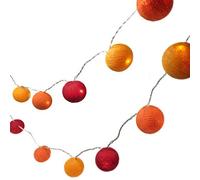 Blaze On Ambient Ball Fairy Lights (Fire Tones) - 10 Warm White LED Lights - Hand-Spun Cotton Balls - 3-Pin UK Mains Plug - Indoor Decorative String Lights