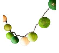 Blaze On Ambient Ball Fairy Lights (Green Tones) - 30 Warm White LED Lights - Hand-Spun Cotton Balls - USB Powered and Includes UK 3-Pin USB Adapter - Indoor Decorative String Lights