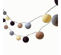 Blaze On Ambient Ball Fairy Lights (London Fog) - 30 Warm White LED Lights - Hand-Spun Cotton Balls - USB Powered and Includes UK 3-Pin USB Adapter - Indoor Decorative String Lights