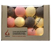 Blaze On Ambient Ball Fairy Lights (Metro Neapolitan) - 10 Warm White LED Lights - Hand-Spun Cotton Balls - 3-Pin UK Mains Plug - Indoor Decorative String Lights