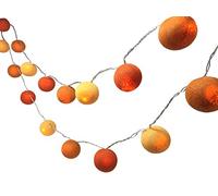 Blaze On Ambient Ball Fairy Lights (Metro Orange) - 20 Warm White LED Lights - Hand-Spun Cotton Balls - USB Powered and Includes UK 3-Pin USB Adapter - Indoor Decorative String Lights