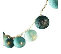 Blaze On Ambient Ball Fairy Lights (Metro Turquoise) - 10 Warm White LED Lights - Hand-Spun Cotton Balls - 3-Pin UK Mains Plug - Indoor Decorative String Lights