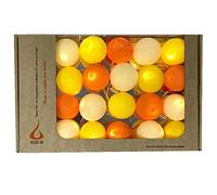 Blaze On Ambient Ball Fairy Lights (Orange and Yellow) - 20 Warm White LED Lights - Hand-Spun Cotton Balls - USB Powered and Includes UK 3-Pin USB Adapter - Indoor Decorative String Lights