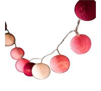Blaze On Ambient Ball Fairy Lights (Pink Tones) - 20 Warm White LED Lights - Hand-Spun Cotton Balls - USB Powered and Includes UK 3-Pin USB Adapter - Indoor Decorative String Lights