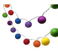 Blaze On Ambient Ball Fairy Lights (Rainbow Colours) - 20 Warm White LED Lights - Hand-Spun Cotton Balls - USB Powered and Includes UK 3-Pin USB Adapter - Indoor Decorative String Lights