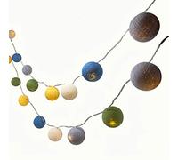 Blaze On Ambient Ball Fairy Lights (Seaside) - 20 Warm White LED Lights - Hand-Spun Cotton Balls - USB Powered and Includes UK 3-Pin USB Adapter - Indoor Decorative String Lights