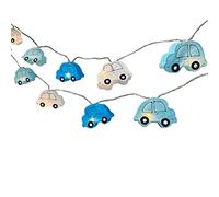 Blaze On Car Fairy Lights (Blue Tones) - 10 Warm White LED Lights - Handcrafted Translucent Car Shapes - Hand-Screened Mulberry Paper - 3-Pin UK Mains Plug - Indoor Decorative String Lights