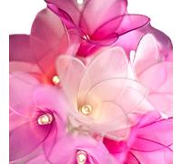 Blaze On Daisy Flower Fairy Lights (Pink Tones) - 20 Warm White LED Lights - Handcrafted Sheer Fabric Daisies - USB Powered with UK 3-Pin Adapter - Indoor Decorative String Lights