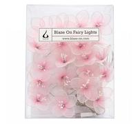 Blaze On Daisy Flower Fairy Lights (Soft Pink) - 20 Warm White LED Lights - Handcrafted Sheer Fabric Daisies - USB Powered (Plug Not Included) - Indoor Decorative String Lights