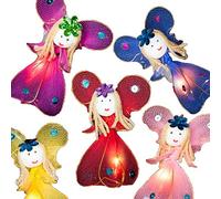 Blaze On Enchanted Princess Fairies Fairy Lights (Rainbow Colours) - 20 Warm White LED Lights - Sheer Fabric & Shimmering Sequins - USB Powered with UK 3-Pin USB Plug - Indoor String Lights