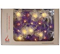 Blaze On Fascinator Lily Fairy Lights (Purple Tones) - 20 Warm White LED Lights - Handcrafted from Real Rubber Tree Leaves - USB Powered - Includes UK 3-Pin USB Adapter - Indoor String Lights