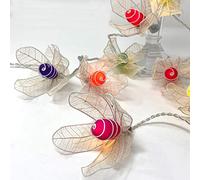 Blaze On Glow Bud Fairy Lights (Rainbow Colour) - 20 Warm White LED Lights - Handcrafted from Silk Cocoon and Real Rubber Tree Leaves - USB Powered with UK 3-Pin Adapter - Indoor String Lights