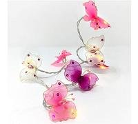 Blaze On Magical Butterfly Fairy Lights (Pink Tones) - 20 Warm White LED Lights - Handmade - Sheer Fabric - Shimmering Sequins - USB Powered - Includes UK 3-Pin USB Adapter - Indoor String Lights
