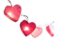 Blaze On Radiant Heart Fairy Lights (Pink Tones) - 10 Warm White LED Lights - Handcrafted 3D Hearts Created from Hand-Screened Mulberry Paper - 3-Pin UK Mains Plug - Indoor String Lights