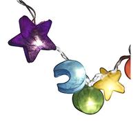 Blaze On Star, Sun and Moon Fairy Lights (Rainbow Colours) - 20 Warm White LED Lights - Handcrafted 3D Shapes from Hand-Screened Mulberry Paper - USB Powered and Includes UK 3-Pin USB Adapter